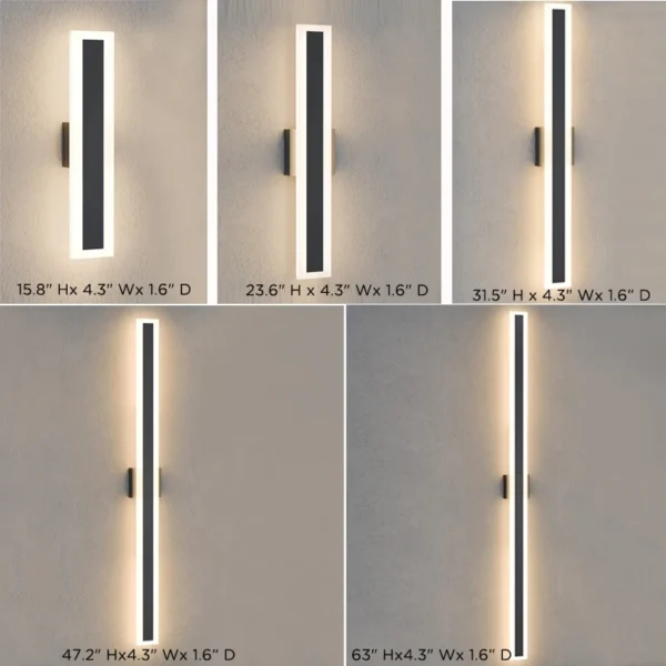 See237733d9804279b97347afa29e6f29y.webp Outdoor Porch Light Waterproof Rust Resistant Stainless Steel Sconces Black Long-strip Style Lighting Fixture