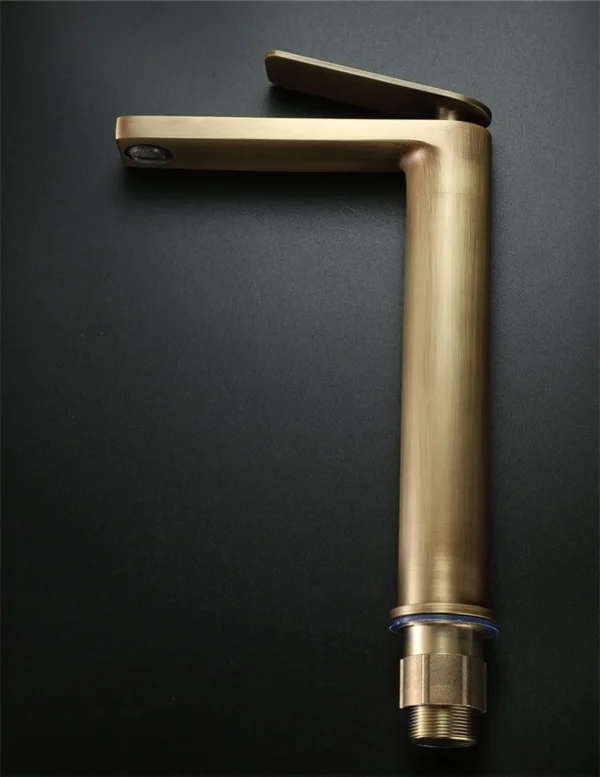 Basin Faucets Antique Bronze Bathroom Faucet Hot & Cold Brass Bathroom Sink Faucet Deck Mounted Lavotory Faucet  Mixer Water Tap