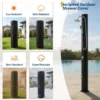 7.2FT Freestanding Solar Heated Pool Shower 9.3 Gallon Outdoor Shower Kit With Handheld Foot Faucet Hot Cold Water & Cover