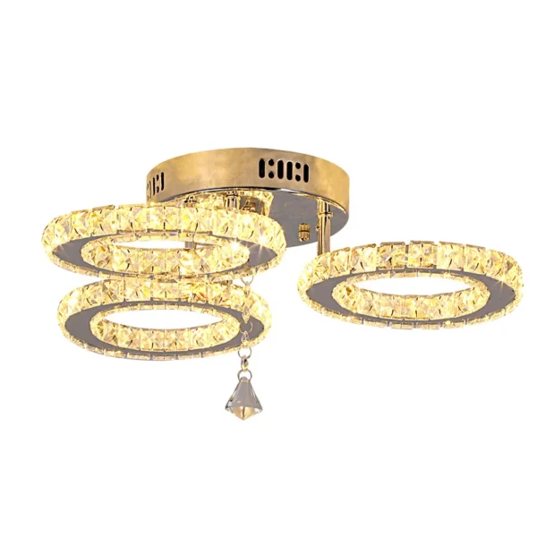 Modern Pendant Light Led Crystal Ring Ceiling Lamp Living Dining Room