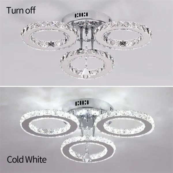 Modern Pendant Light Led Crystal Ring Ceiling Lamp Living Dining Room