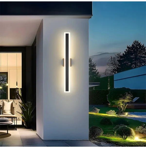 Sef8a9014773d4fee83fdbf04f08545f28.webp Outdoor Porch Light Waterproof Rust Resistant Stainless Steel Sconces Black Long-strip Style Lighting Fixture