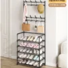 Multi-layer Door-mounted Shoe Hat Rack - Simple Assembly Household Integrated Multi-functional Storage Cabinet for Home Use
