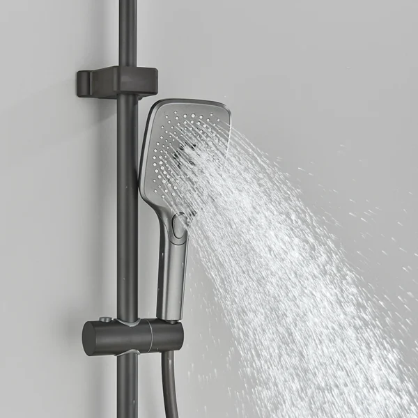 Gun Grey Piano Digital 4 Function Shower Set Bathroom Faucets Hot Cold Waterfall Digtial Display Tap Rainfall Shower System