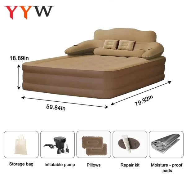 2 Persons Inflatable Mattress Camping Folding Outdoor Indoor Home Air Cushion 48cm High Bed Lazy Laying Soft Skin-friendly