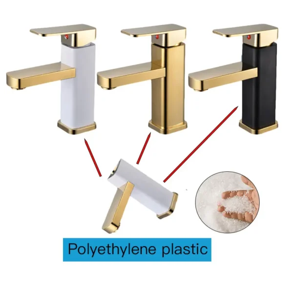 Gold faucet bathroom faucet metal stainless steel handle hot and cold mixer faucet square faucet beautiful bathroom