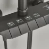 Gun Grey Piano Digital 4 Function Shower Set Bathroom Faucets Hot Cold Waterfall Digtial Display Tap Rainfall Shower System