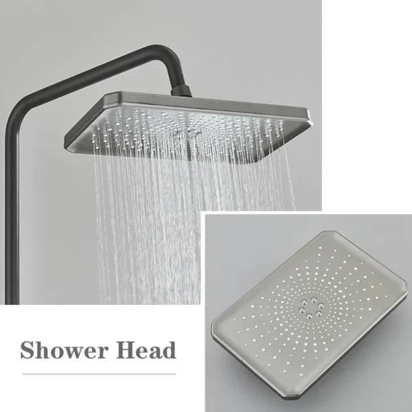 Gun Grey Piano Digital 4 Function Shower Set Bathroom Faucets Hot Cold Waterfall Digtial Display Tap Rainfall Shower System