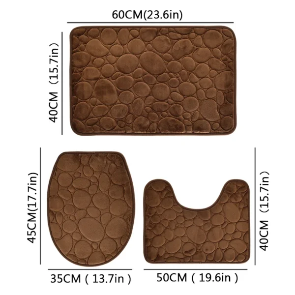 Sfaf1ba9cad0c458982fbf73cda43ed71j.webp 1 Set of Solid Color Simple Bathroom Water-absorbing and Non-slip Floor Mat Stone Pattern, Comfortable and Soft, Three-piece Set