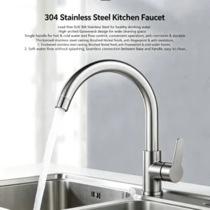 Punch-Free Black Nickel Bathroom Sink Faucet 360° Rotatable Stainless Steel Single Handle Hot Cold Water Mixer Tap Modern Wall