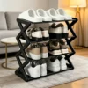 Sfb4ec78920b14bc9b7e4a0b93b8c061fZ.webp 4Layer X-Type Multi Layered and Space Saving Shoe Rack,Solid Color Simple Home Assembly Shoe Rack