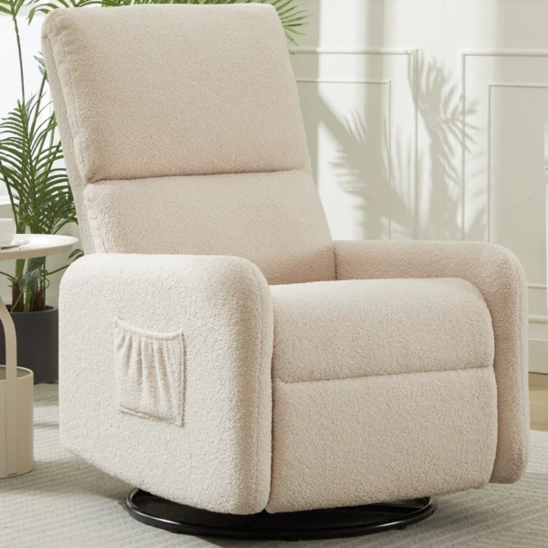 360 Degree Swivel Glider Chair, Rocking Armchair with Side Pocket