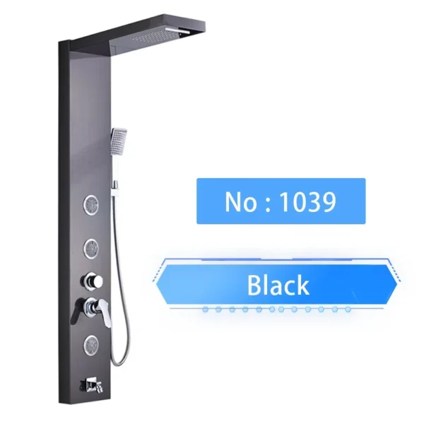 Sffc1819542ad4694a4c6977f96b815e3j.webp LED Shower Panel Waterfall Rain Digital Display Shower Faucet System Set Bathroom Column Mixer With SPA Massage Jet