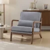 Mid Century Modern Chair Solid Wooden Frame Accent Chair with Arms and Waist Cushion Reading Chairs for Adults Lounge Chair