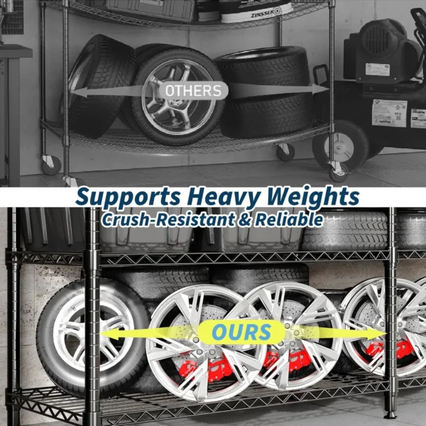 S037bc2985b834eadaec1673657e6397c6.webp Heavy Duty Storage Shelves 4/5 Tiers Metal Shelving Unit Adjustable Organization Pantry Shelves for Kitchen Garage Commercial