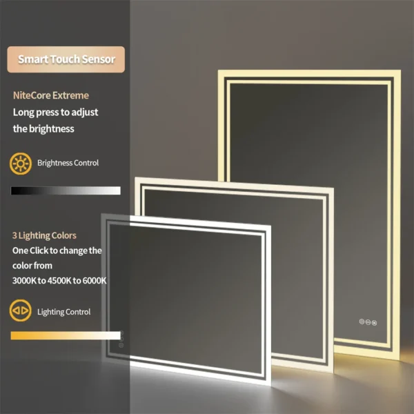 S0627f6eb455445a8a921925a3ebe272bN.webp LED Bathroom Mirror, Frameless Backlit Vanity Mirror, Dimmable 3-Color Light, Anti-Fog, Touch Sensor