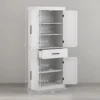Tall Kitchen Pantry Storage Cabinet with Barn Doors and Drawer, 72"