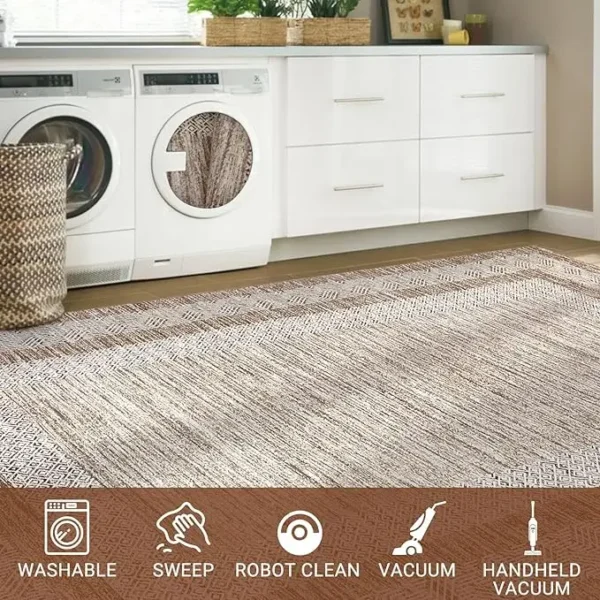 S0a6b61100cb24e67a40db9eaea4ec15af.webp Modern Bordered Runner Rug Soft Non Slip Runner Washable Floor Carpet
