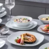 24-Piece Ceramic Porcelain Tableware Dinner Set Cereal Bowls Soup Dessert Plate Dinnerware Serive for 6 Person
