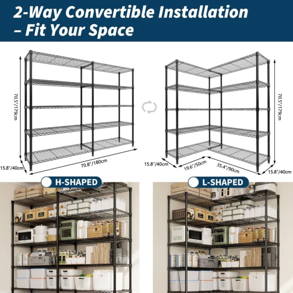 S0b357d34de75428f9bdf2c6f82dccaa97.webp Heavy Duty Storage Shelves 4/5 Tiers Metal Shelving Unit Adjustable Organization Pantry Shelves for Kitchen Garage Commercial