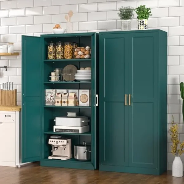 Metal Kitchen Pantry Storage Cabinet with Doors and Shelves, 71"