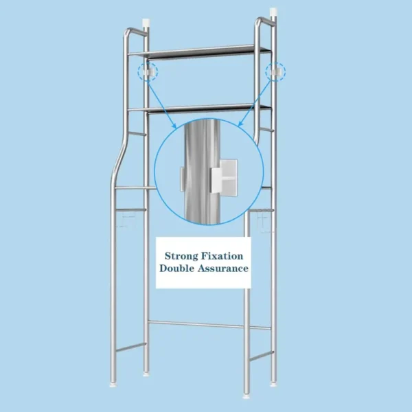 3-Tier Over the Toilet Storage, Metal Bathroom Shelve, Over Toilet Bathroom Organizer, Space Saver Bathrooms Shelve for Restroom Laundry Balcony
