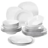 24-Piece Ceramic Porcelain Tableware Dinner Set Cereal Bowls Soup Dessert Plate Dinnerware Serive for 6 Person