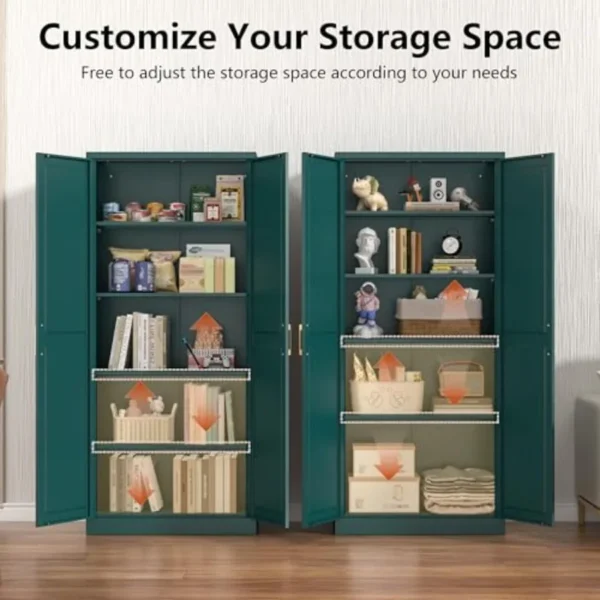 Metal Kitchen Pantry Storage Cabinet with Doors and Shelves, 71"