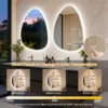 Bathroom Mirror LED Wall Mounted Vanity Mirror with 3 Lighting Colors, Touch Sensor, Anti-Fog, Backlit Light, Irregular Pebble Shape