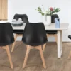 Leather Dining Chairs Set of 4 Wooden Legs Lounge Chair for Home Kitchen Comfortable Sponge Cushion Living Room Chair