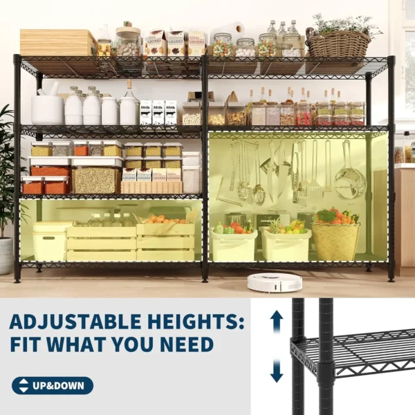 S316133985f3047759bf59d93567c3025H.webp Heavy Duty Storage Shelves 4/5 Tiers Metal Shelving Unit Adjustable Organization Pantry Shelves for Kitchen Garage Commercial