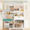 Kitchen Pantry Cabinet, Large Kitchen Hutch Formhouse Storage Cabinet with Microwave Stand, Tall Food Pantry for Dining