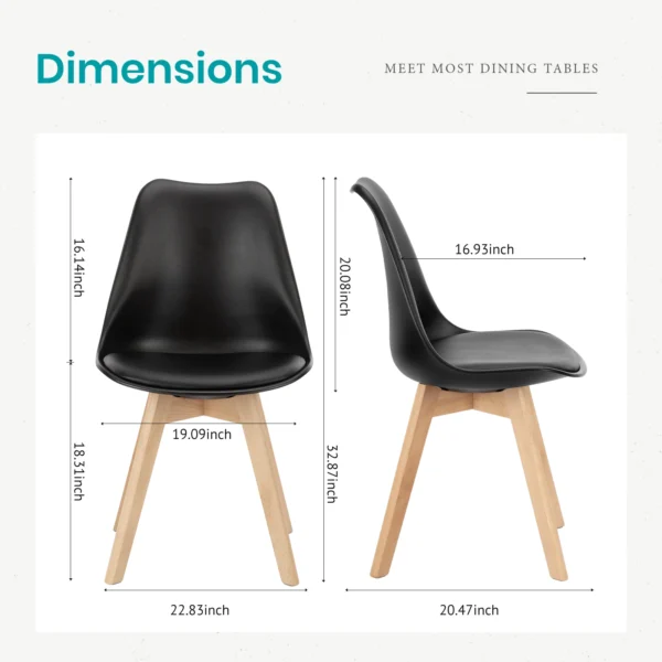 Leather Dining Chairs Set of 4 Wooden Legs Lounge Chair for Home Kitchen Comfortable Sponge Cushion Living Room Chair
