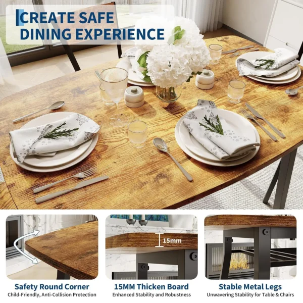S3b8d16cbb53f4d77a370a1e0acc3361do.webp Dining Table Set For 4, 43 Inch Kitchen Table And 4 Chairs With Storage Shelf, 5 Piece