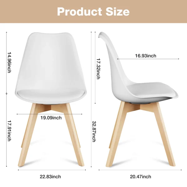 Leather Dining Chairs Set of 4 Wooden Legs Lounge Chair for Home Kitchen Comfortable Sponge Cushion Living Room Chair