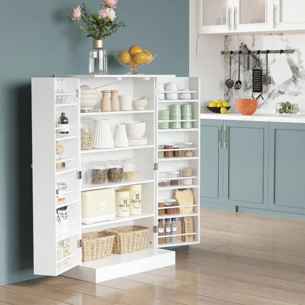 S42eea6560d28425c897898c53bf3377cu.webp Modern Kitchen Pantry Freestanding Storage Cabinet with Double Doors Adjustable Shelves for kitchen, 41"