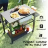 Three-Shelf Outdoor Grill Cart, Movable Food Prep Table on Wheels