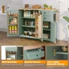 Kitchen Island with Storage, Sage Green Rolling Kitchen Cart on Wheels with Drop-Lea Bar Countertop