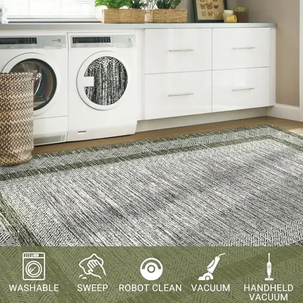 S49bdc80cd5de4a3c88d48c6fad456185G.webp Modern Bordered Runner Rug Soft Non Slip Runner Washable Floor Carpet