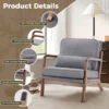 Mid Century Modern Chair Solid Wooden Frame Accent Chair with Arms and Waist Cushion Reading Chairs for Adults Lounge Chair