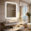 S4e166fb5f67046329e09eafceec1018di.webp LED Bathroom Mirror, Frameless Backlit Vanity Mirror, Dimmable 3-Color Light, Anti-Fog, Touch Sensor