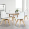 Leather Dining Chairs Set of 4 Wooden Legs Lounge Chair for Home Kitchen Comfortable Sponge Cushion Living Room Chair