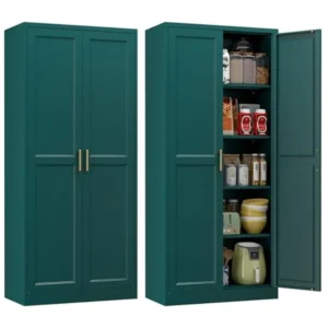 Metal Kitchen Pantry Storage Cabinet with Doors and Shelves, 71"