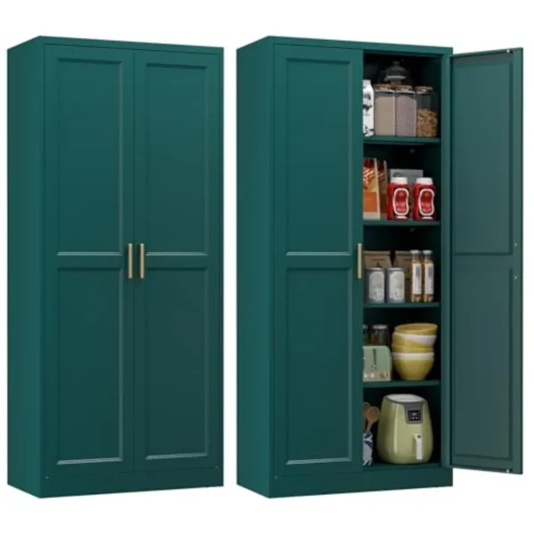 Metal Kitchen Pantry Storage Cabinet with Doors and Shelves, 71"