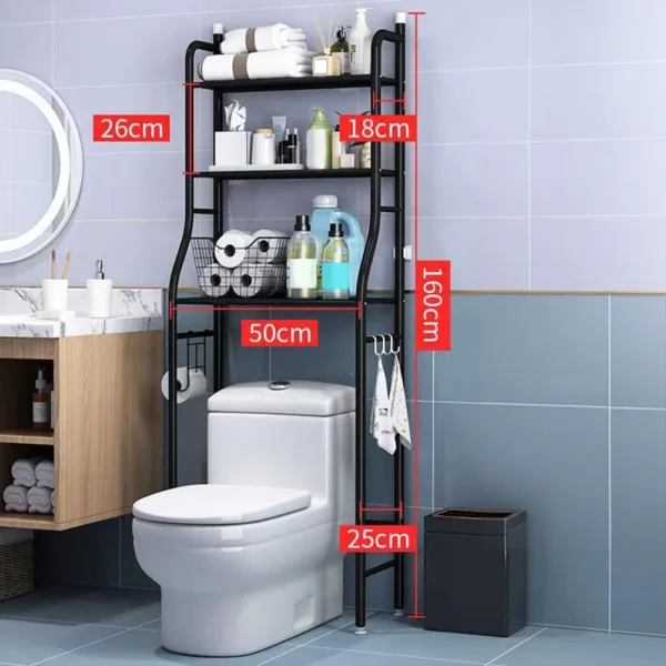 3-Tier Over the Toilet Storage, Metal Bathroom Shelve, Over Toilet Bathroom Organizer, Space Saver Bathrooms Shelve for Restroom Laundry Balcony