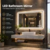 S78baa4bb46214cdbb8d815076e8cc7d30.webp LED Bathroom Mirror, Frameless Backlit Vanity Mirror, Dimmable 3-Color Light, Anti-Fog, Touch Sensor