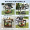 Three-Shelf Outdoor Grill Cart, Movable Food Prep Table on Wheels