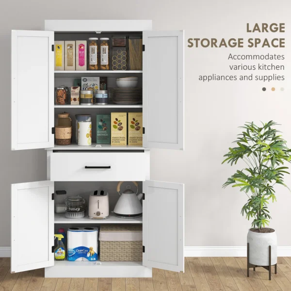 Tall Kitchen Pantry Storage Cabinet with Barn Doors and Drawer, 72"