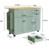Kitchen Island with Storage, Sage Green Rolling Kitchen Cart on Wheels with Drop-Lea Bar Countertop