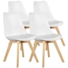 Leather Dining Chairs Set of 4 Wooden Legs Lounge Chair for Home Kitchen Comfortable Sponge Cushion Living Room Chair